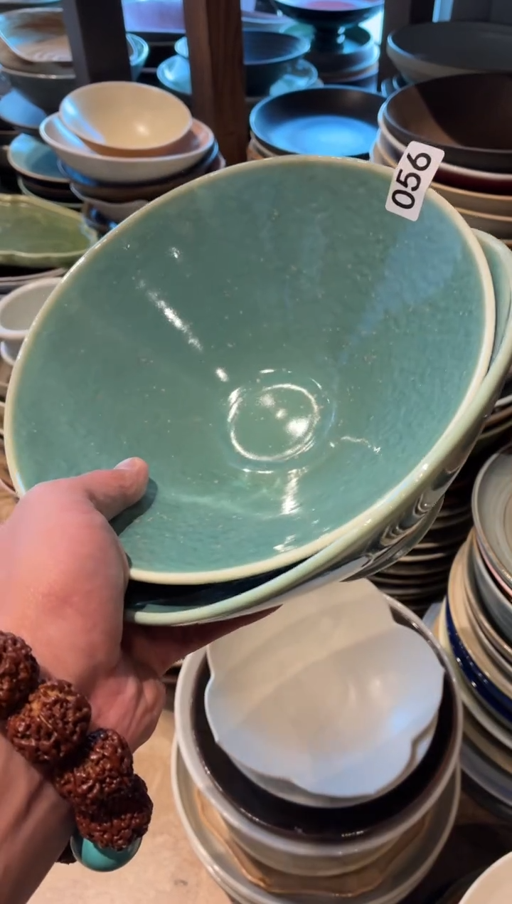 瓷片晴56微瑕绿松石斗笠面碗2个