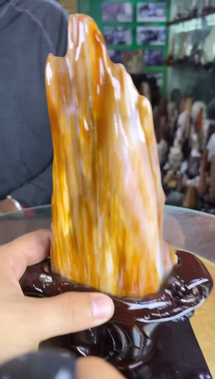 缅甸天然树化玉摆件