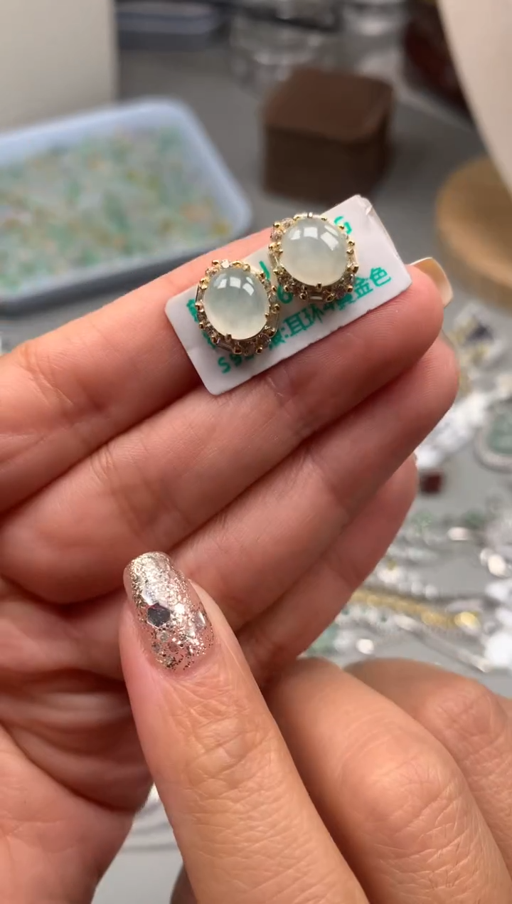 银S925镶嵌戒指翡翠耳饰16