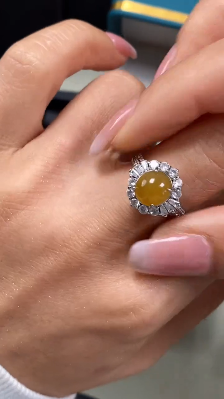 【闪购商品】翡翠戒指银S925镶嵌8614