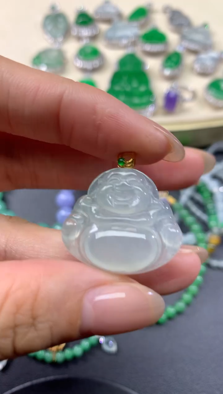 【闪购商品】翡翠吊坠(不含链)18K金镶嵌21天然A货翡翠