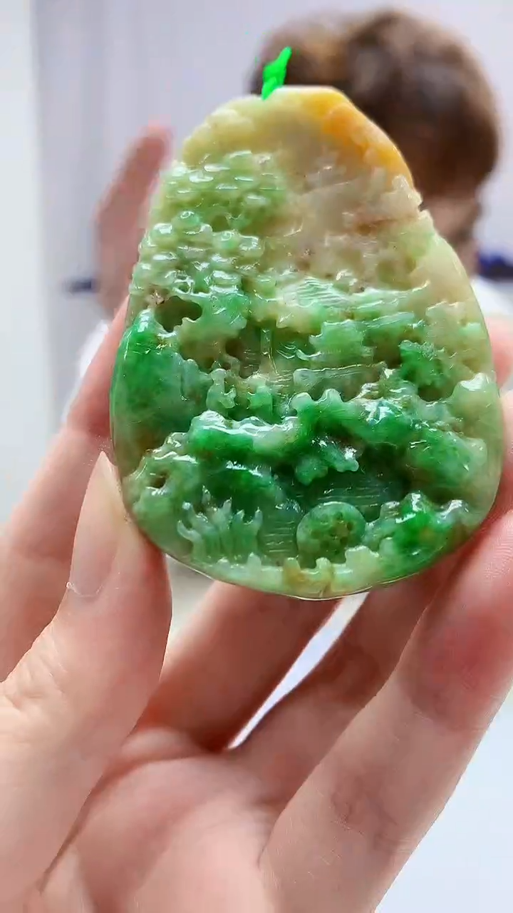 定制翡翠未镶嵌4868zm-毛货挂件39山水