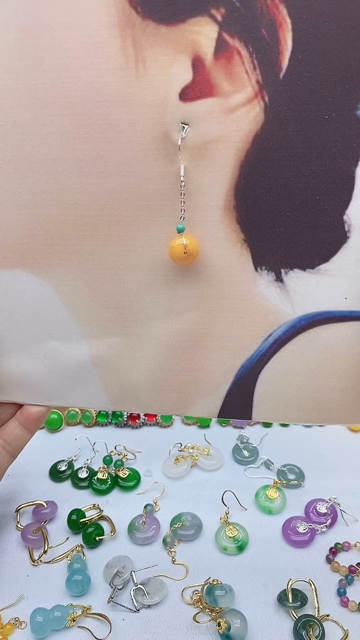 蜜蜡银S925镶嵌耳饰蜜蜡980