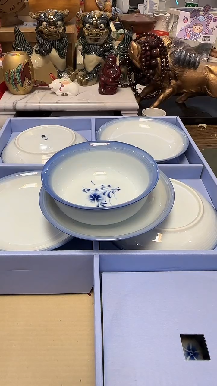 980库山窑盘碗5套