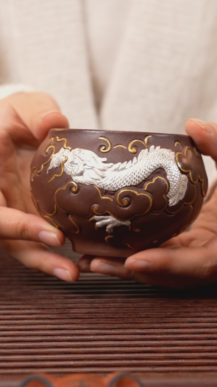 【闪购商品】紫砂茶宠主人杯（描金银）