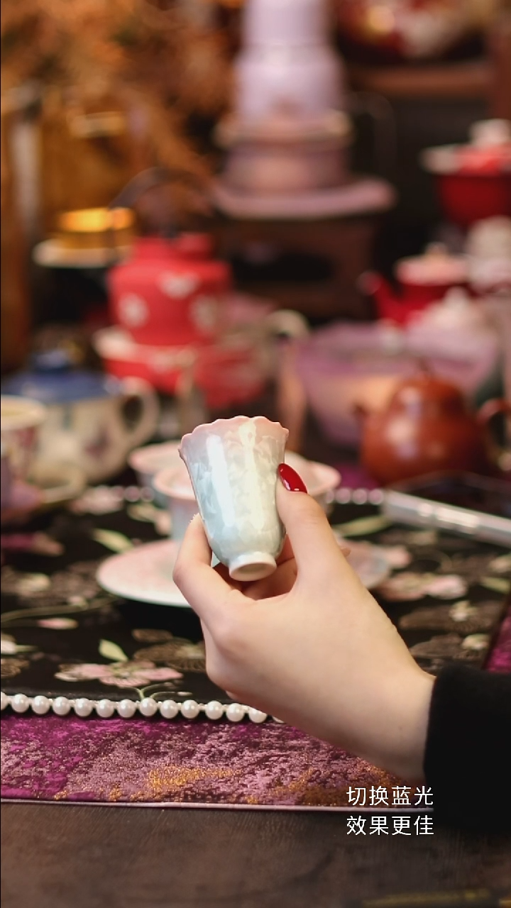 景德镇结晶釉粉青闻香杯