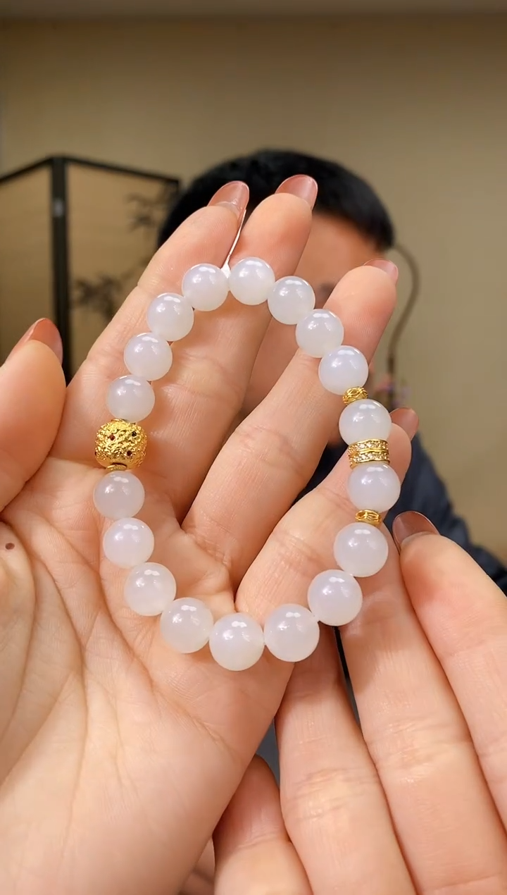 银S925镶嵌手串和田玉yp