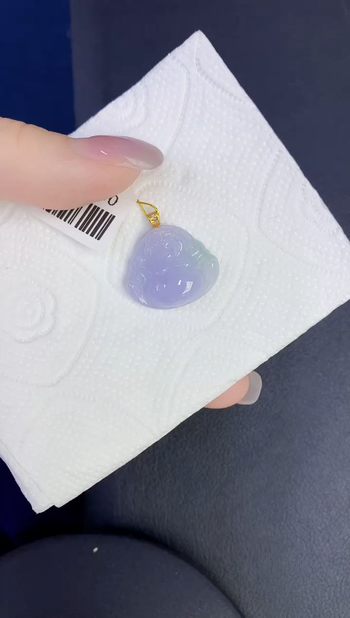 颈饰18K金镶嵌翡翠缅甸天然翡翠A货