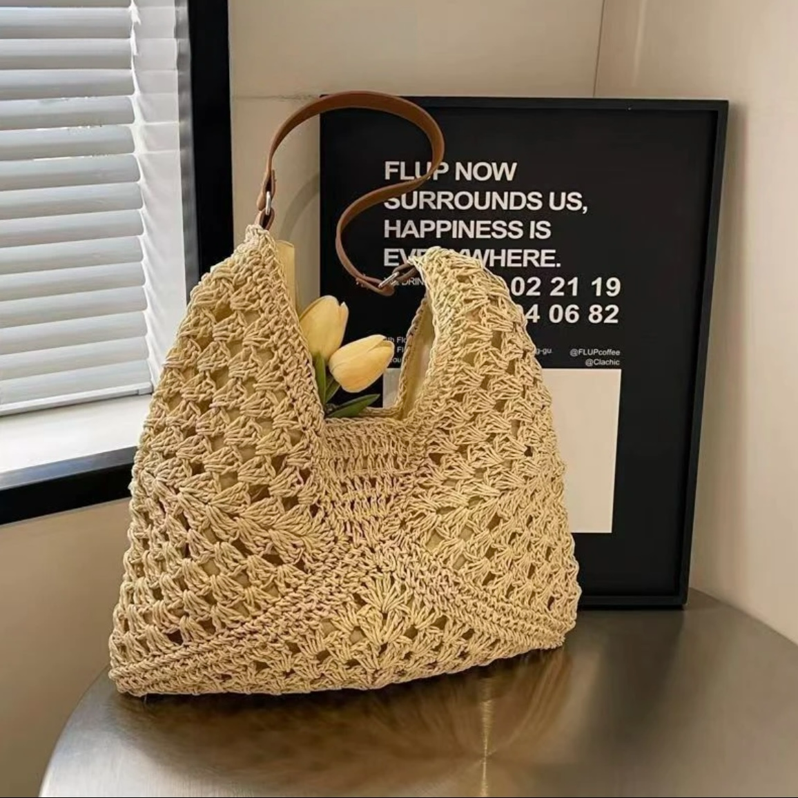 2025新款托特镂空编织沙滩草编包包腋下包大容量夏天沙滩包托特包