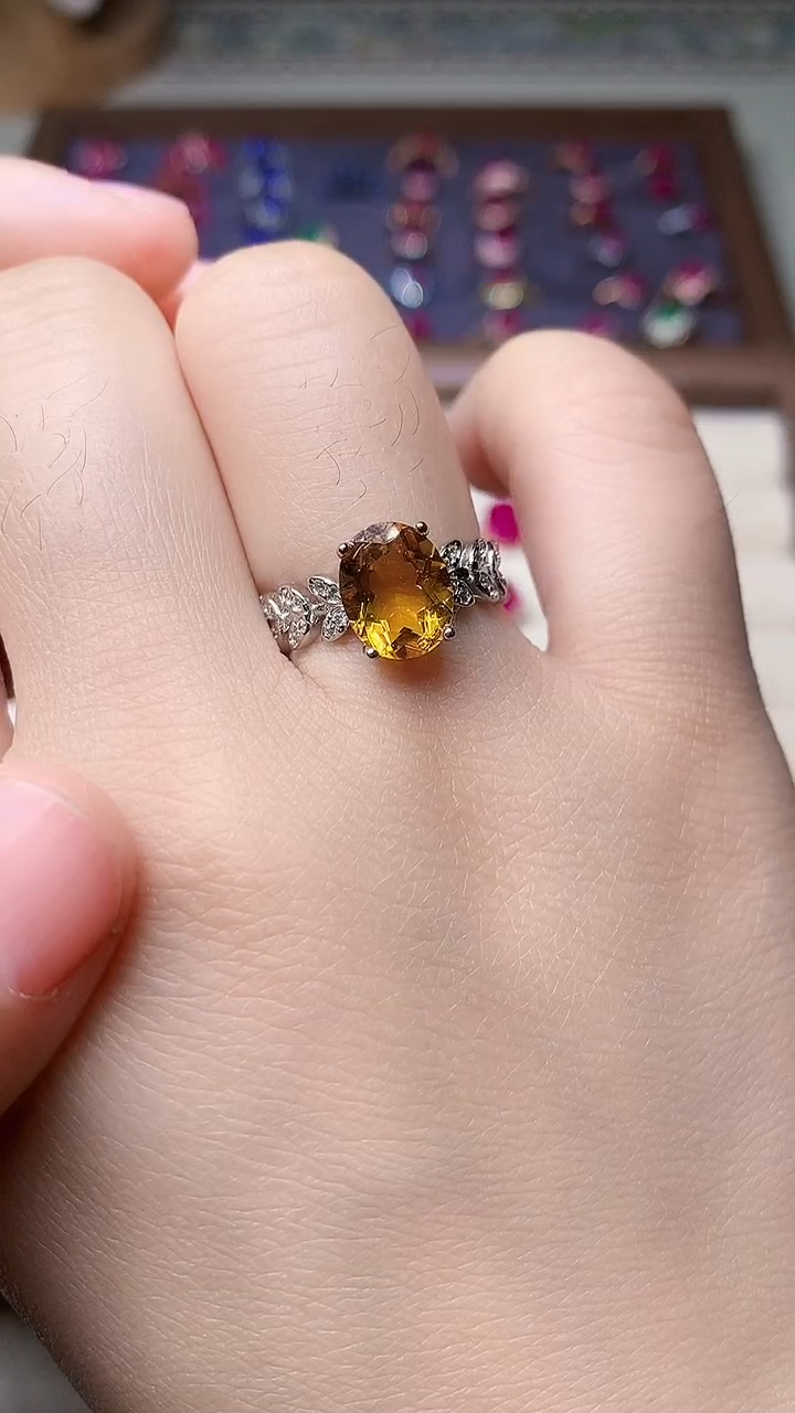 【闪购商品】黄晶戒指银S925镶嵌00000