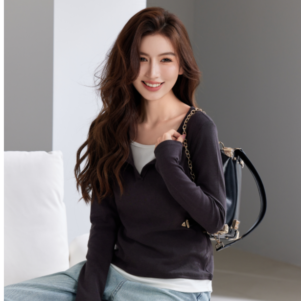 LUDI2025早春时尚休闲圆领长袖连帽打底衫卫衣