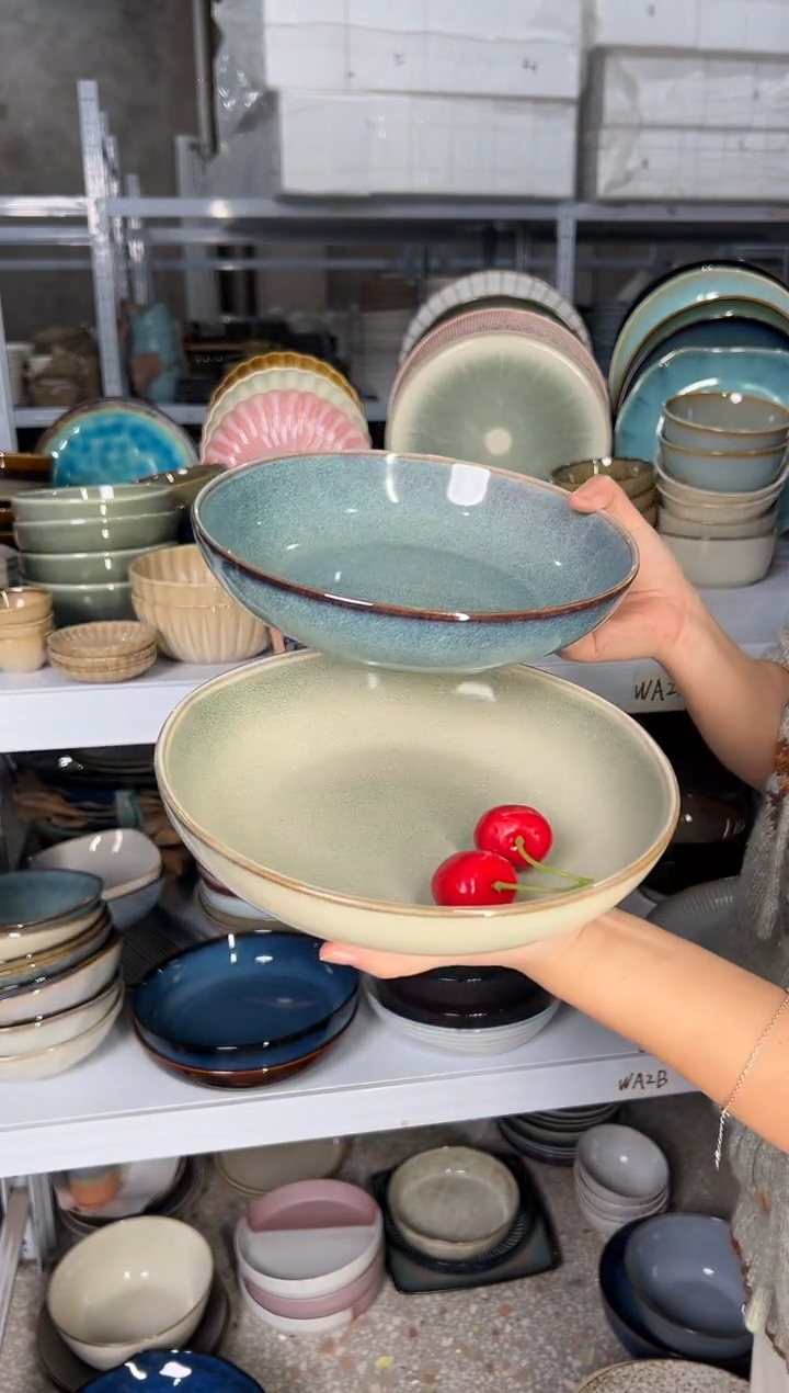 陶瓷外贸尾货瑕疵满20包邮X2深盘组合