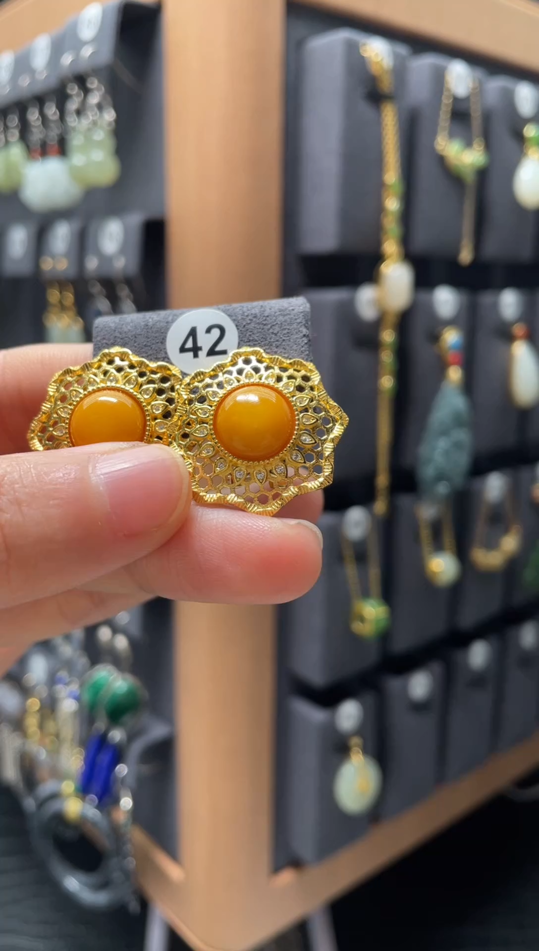 【闪购商品】蜜蜡耳饰银S925镶嵌0042