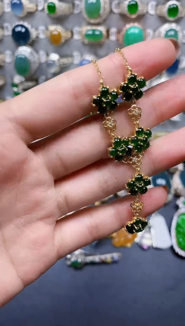 翡翠银S925镶嵌颈饰380