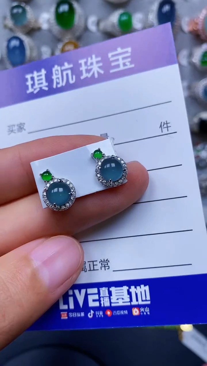 【闪购商品】翡翠耳饰银S925镶嵌0058