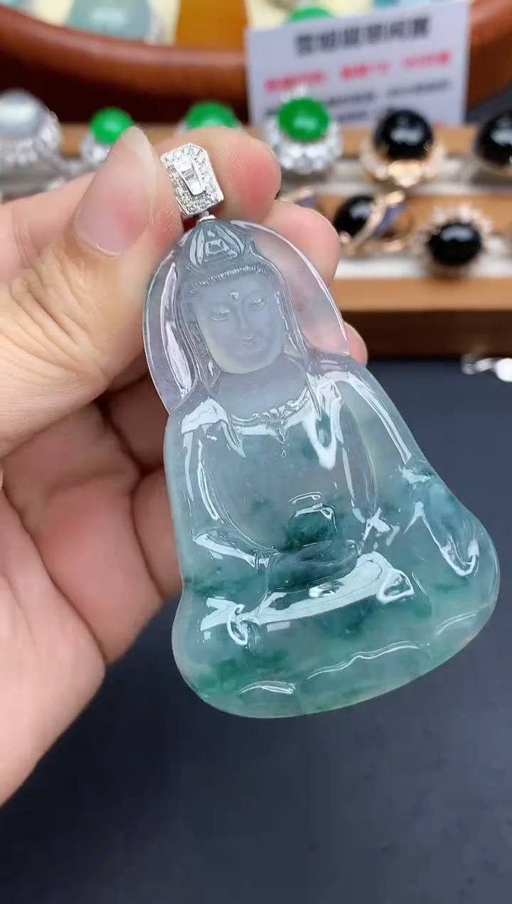 颈饰18K金镶嵌翡翠740-中国好珍宝