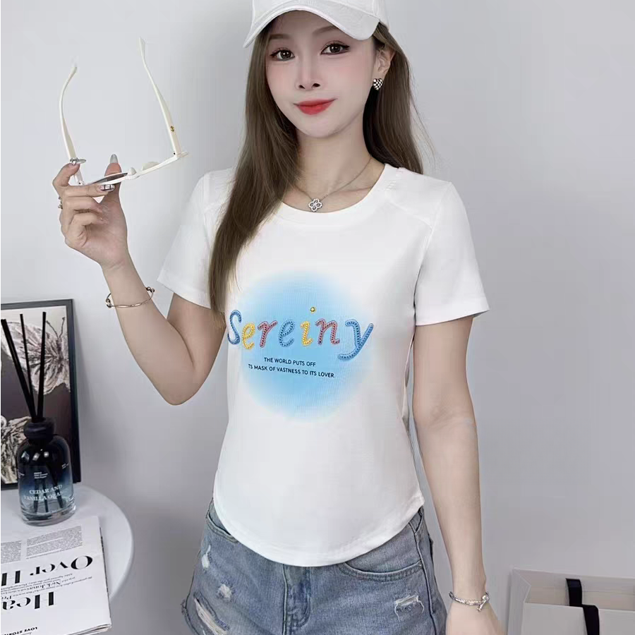 夏季短袖T恤女短袖圆领百搭上衣2872# 衣长52