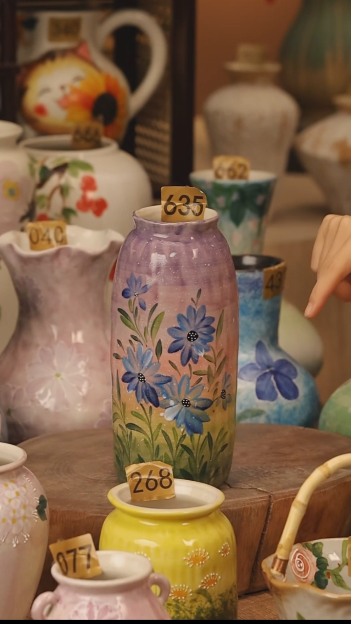 陶瓷景德镇设计师手作花器摆件侘寂风@M635@