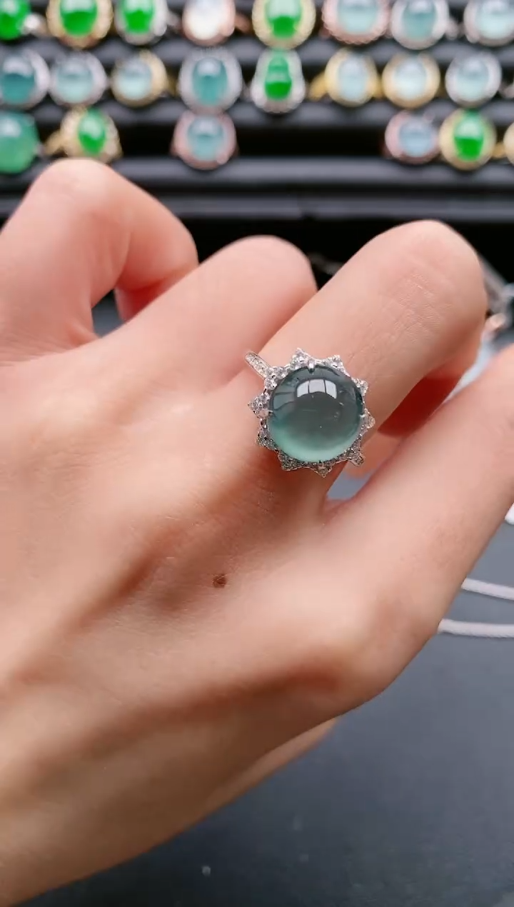 【闪购商品】翡翠戒指银S925镶嵌11111