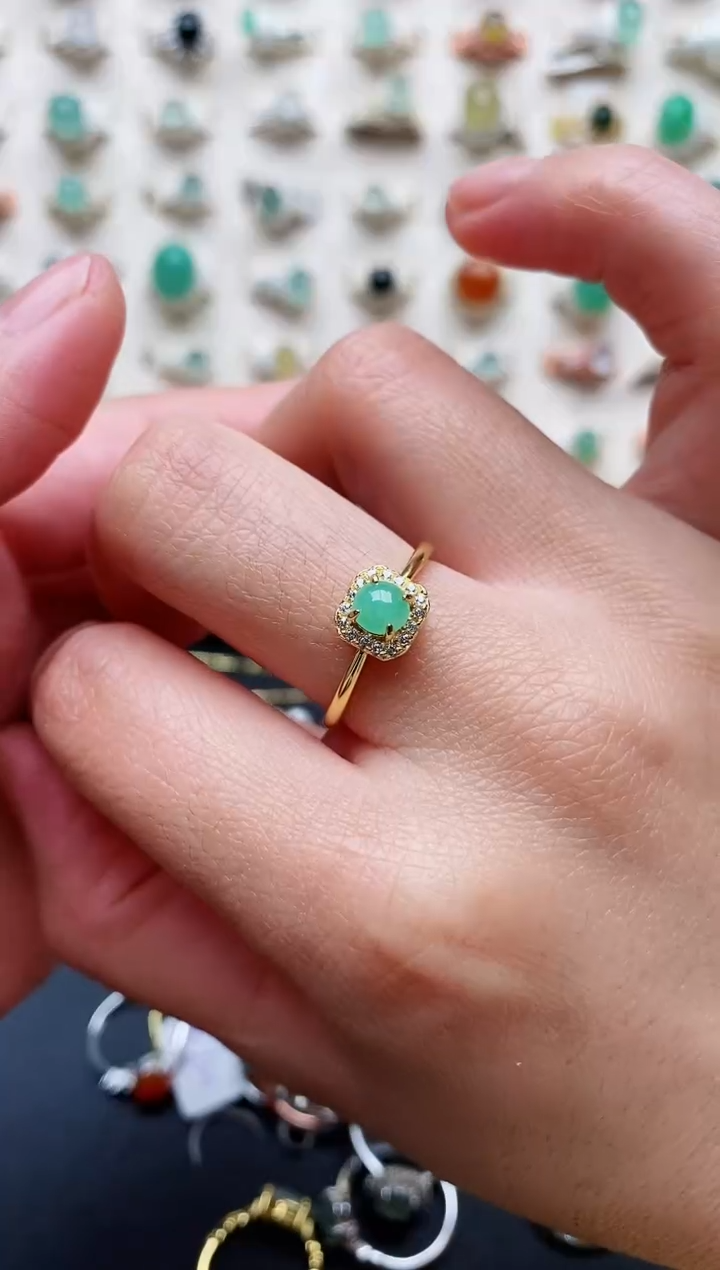 【闪购商品】翡翠戒指银S925镶嵌天然翡翠111  8+