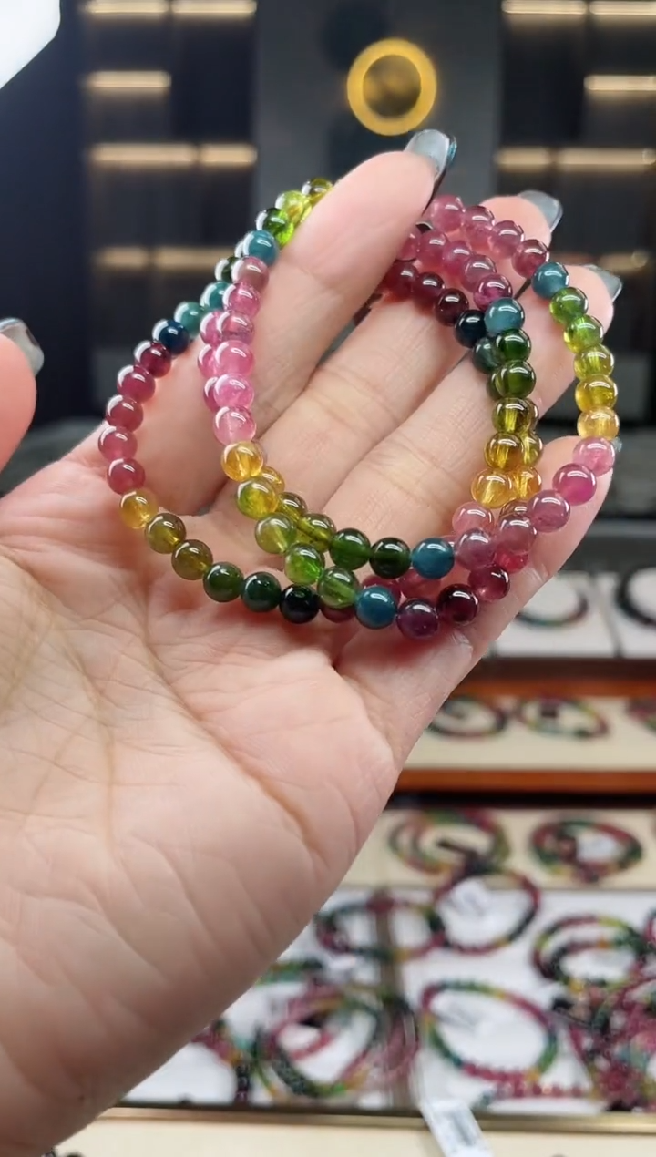 未镶嵌三圈手串5mm+碧玺（多样性发一条）T