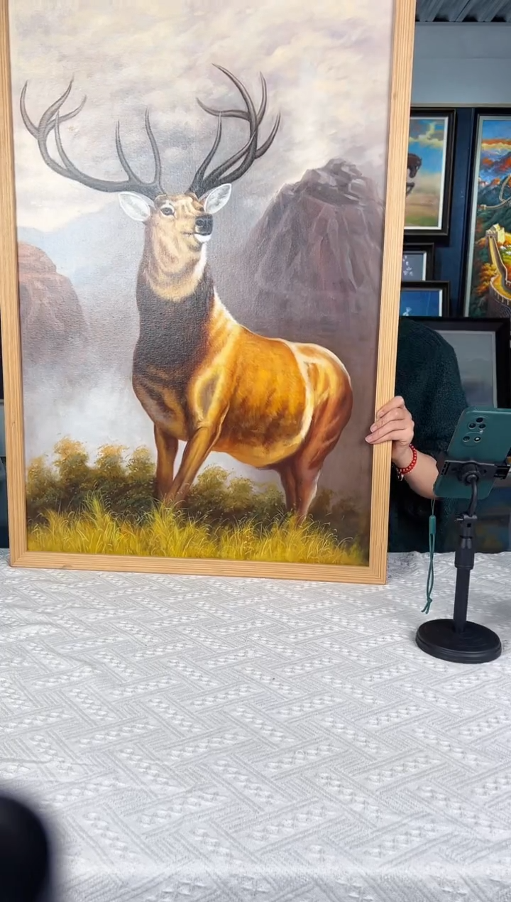 【闪购商品】油画85号 60*90 麋鹿-手绘油画