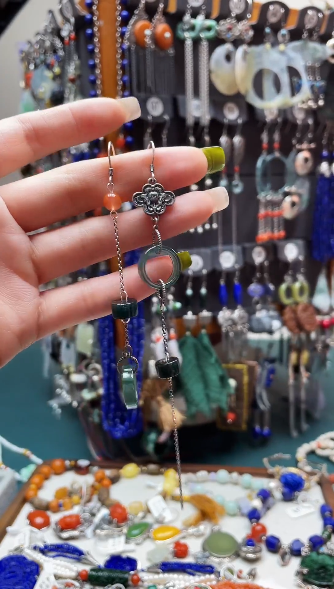 银S925镶嵌翡翠耳饰饰品