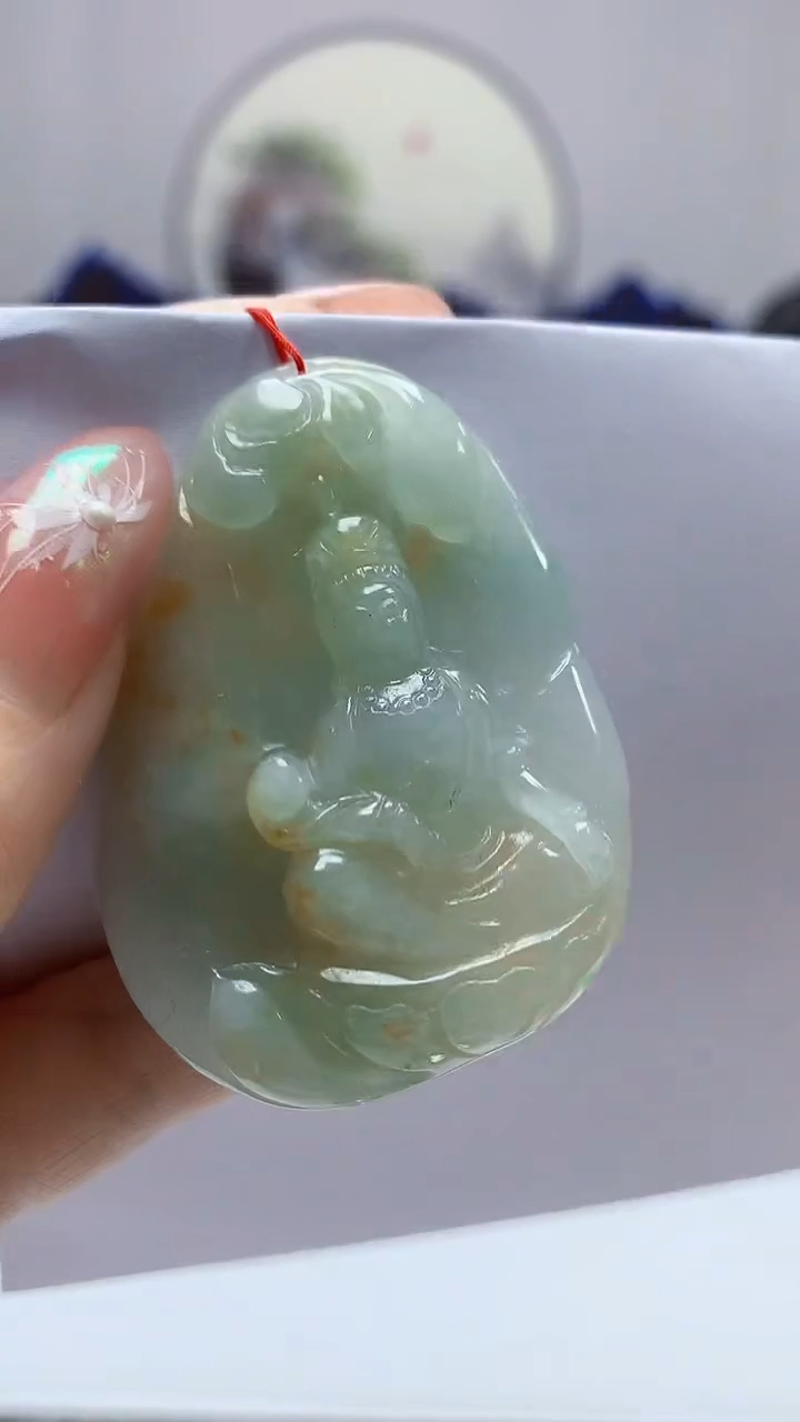 【闪购商品】定制翡翠未镶嵌4852DD-毛货挂件观音30