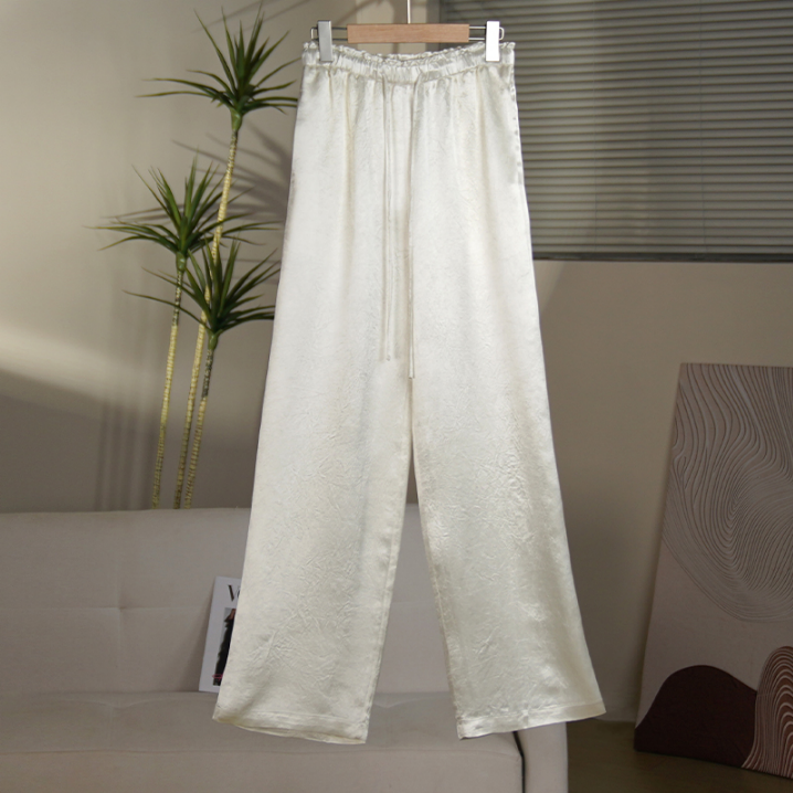 进口面料超重磅三醋酸阔腿裤女2024新款夏季薄款垂感长裤子 1202