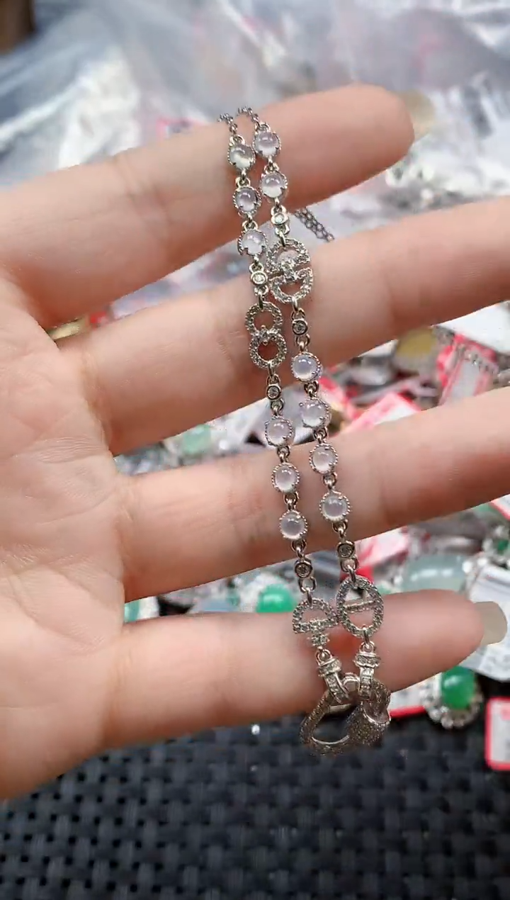 银S925镶嵌戒指翡翠天然A货缅甸翡翠