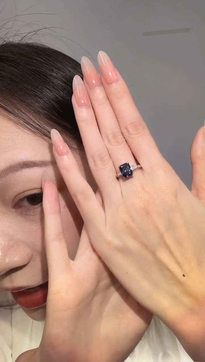 合成碳硅石925银戒指MSR.591B