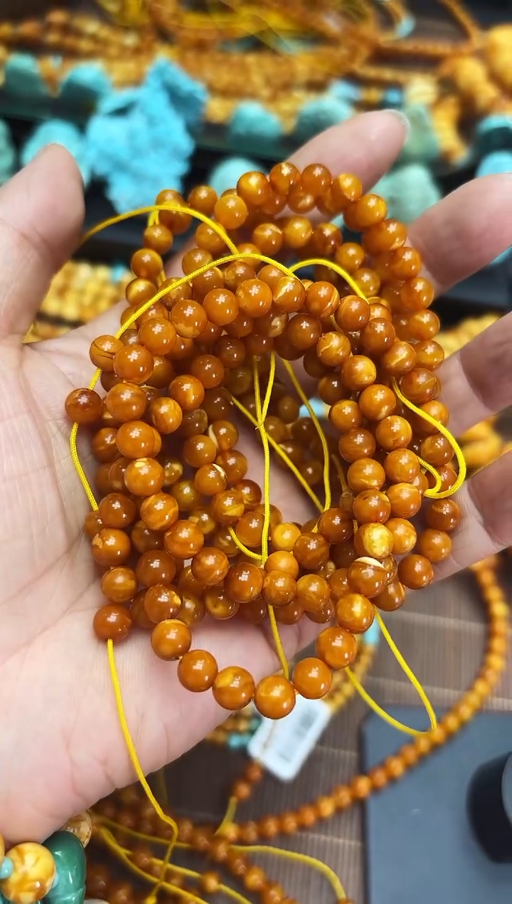 【闪购商品】琥珀颈饰未镶嵌6mm108项链多样发一