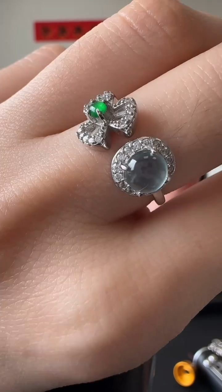 【闪购商品】翡翠戒指银S925镶嵌银镶