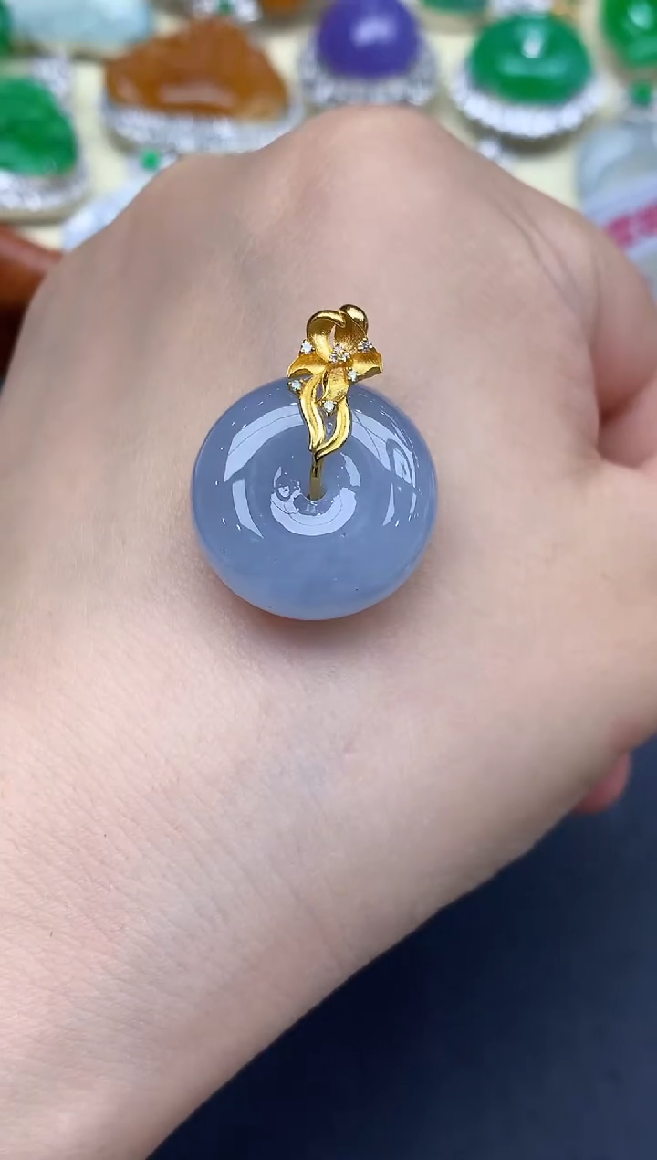 颈饰18K金镶嵌翡翠356-中国好珍宝