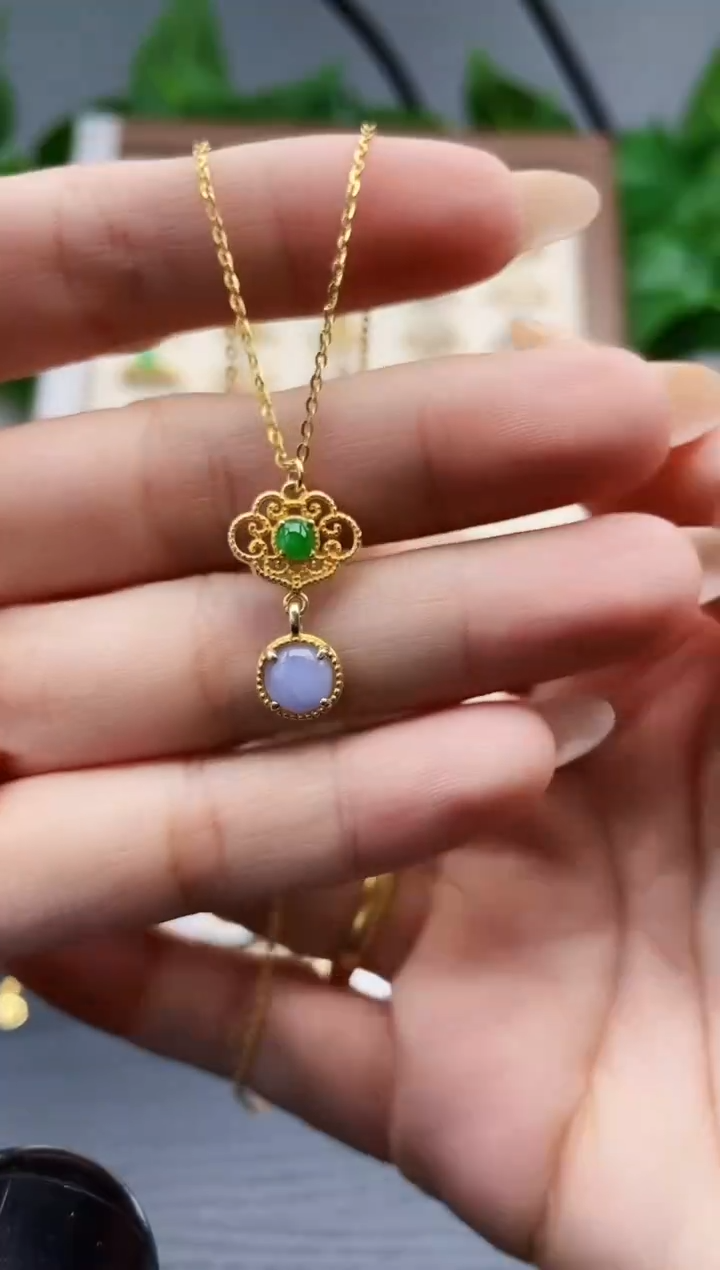 颈饰银S925镶嵌翡翠12