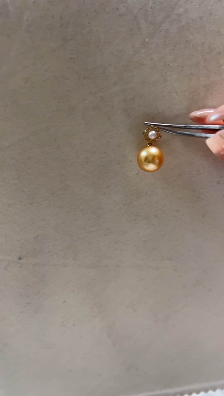18K金镶嵌海水珍珠DA 金珠吊坠 11-12 xp160