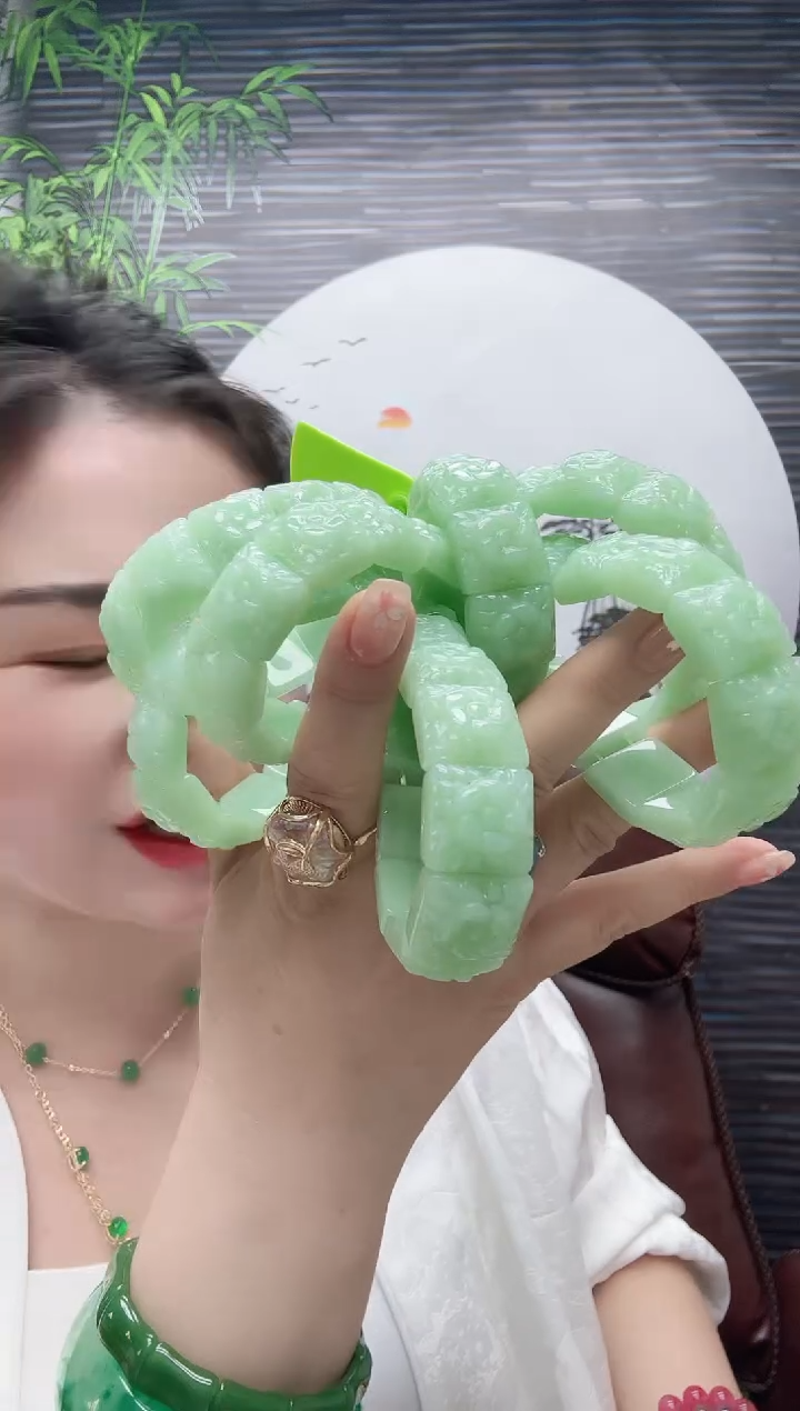 无非金属高货晴水绿花开富贵手牌