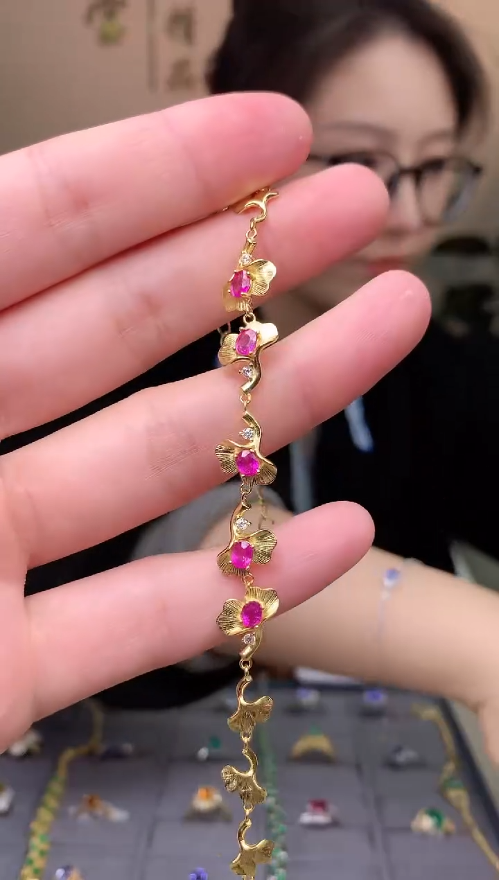 【闪购商品】红宝石手链银S925镶嵌手链