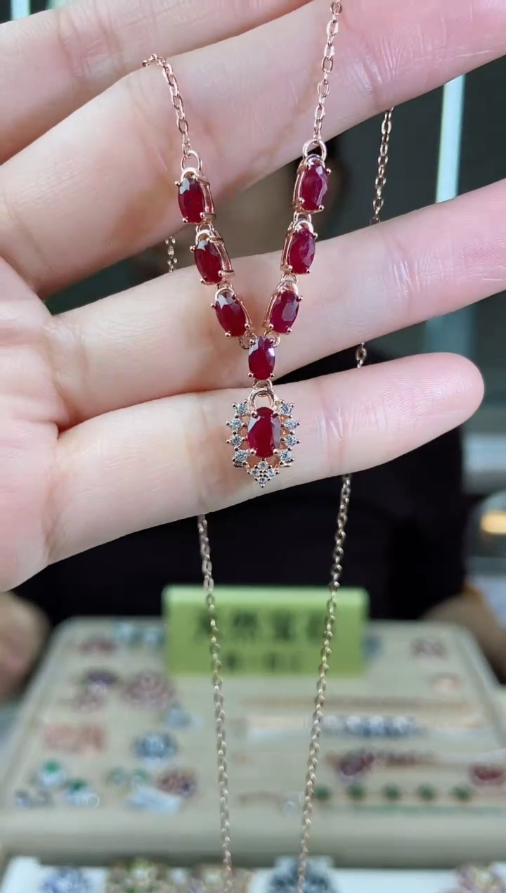 【闪购商品】红宝石颈饰银S925镶嵌颈饰