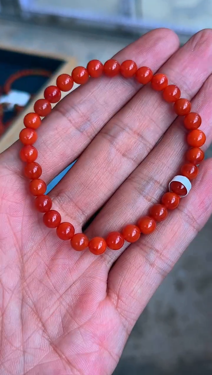 手串未镶嵌南红玛瑙高玉化双锦珠光宝气单圈