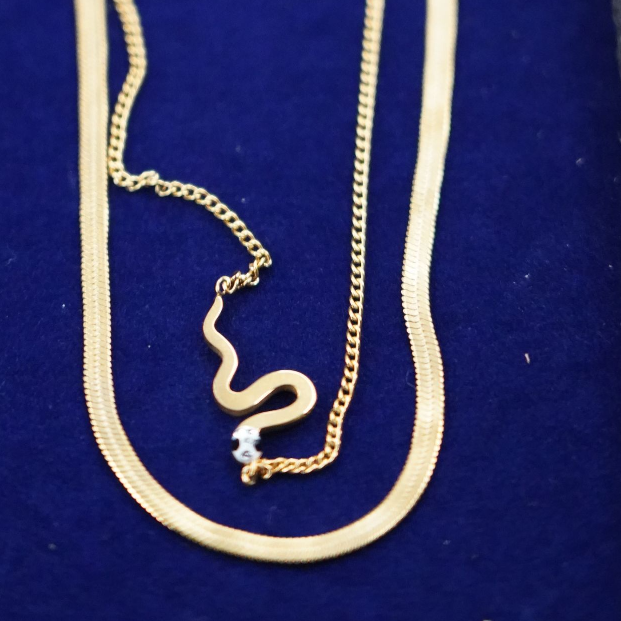 合金项链 百搭蛇形双股链ins风S001