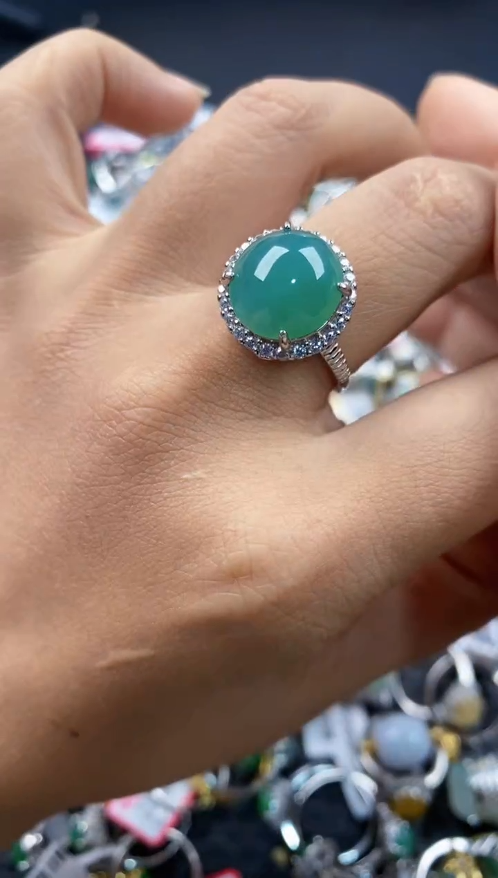 银S925镶嵌戒指翡翠222---1