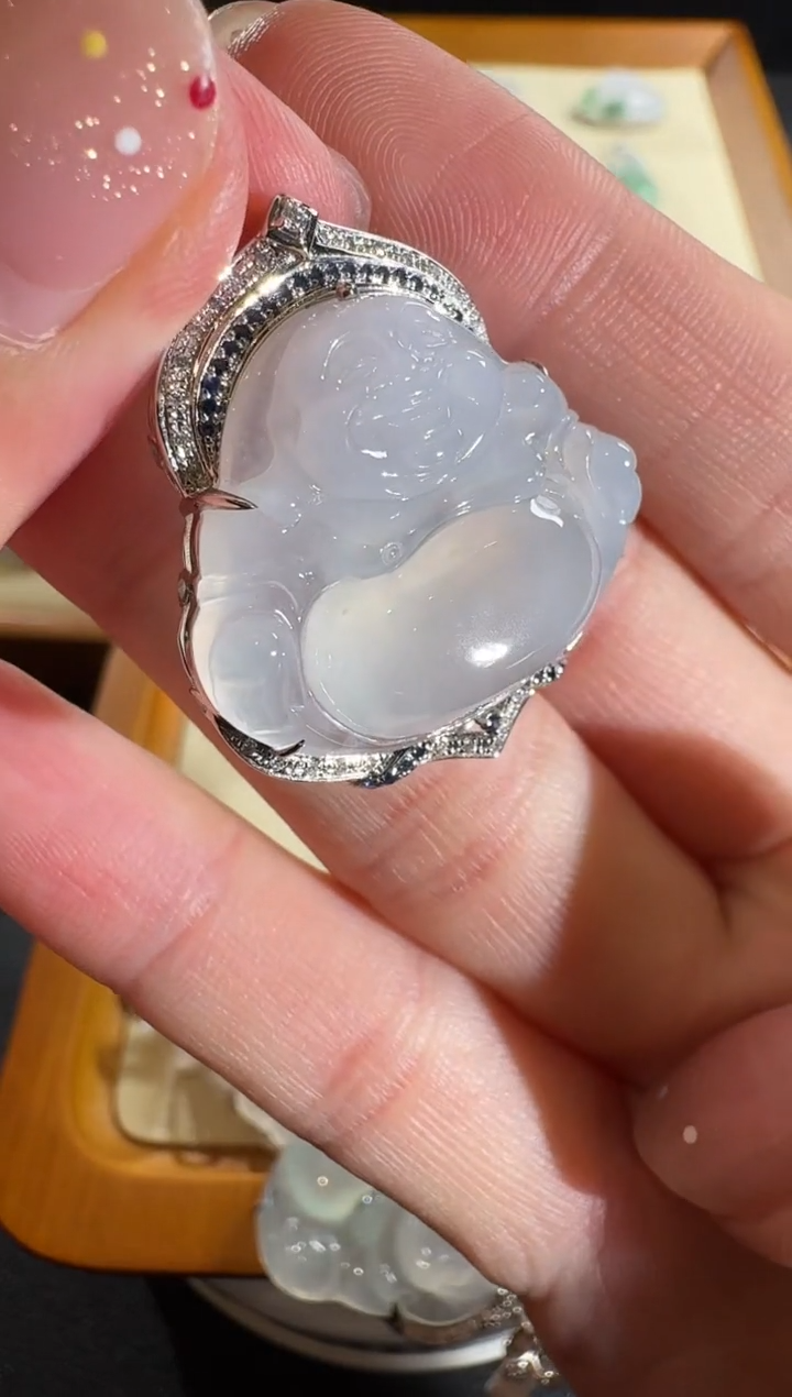 【闪购商品】翡翠吊坠(不含链)18K金镶嵌【源头工厂】宝石钻石镶嵌
