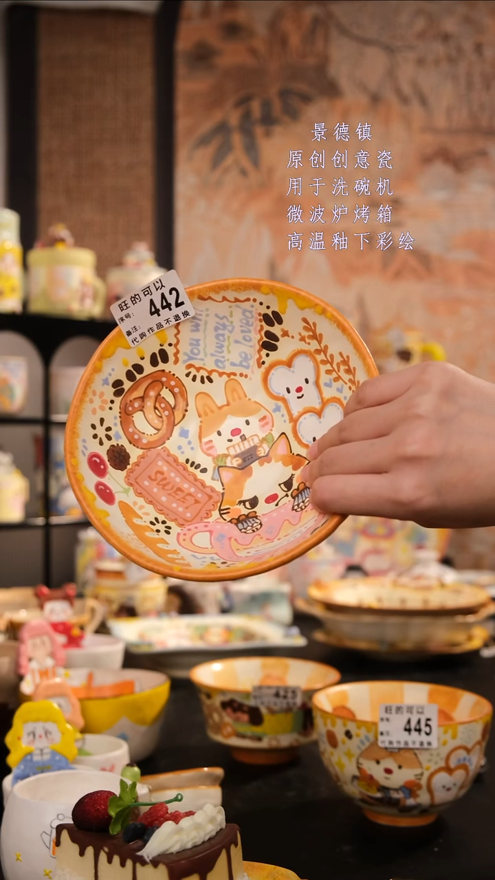 摆件陶N****u旺的可以手工手绘设计师款