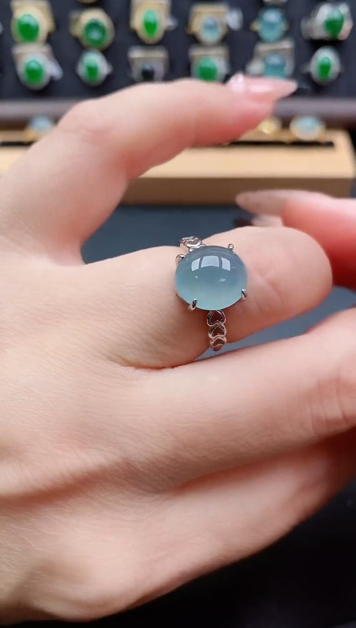 银S925镶嵌戒指翡翠1