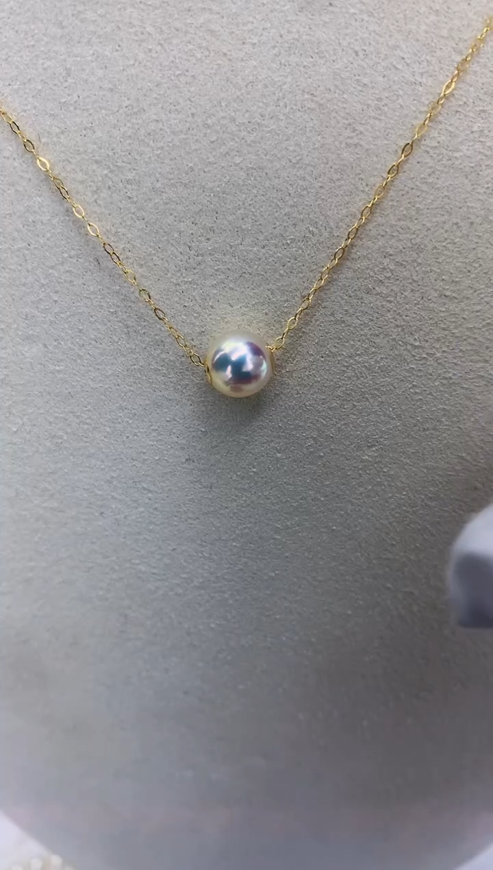 18K金镶嵌DA海水珍珠 GD008 7.5-8 路路通吊坠