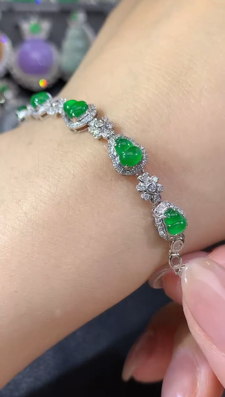 18K金镶嵌手链翡翠D55 多样性发货一件