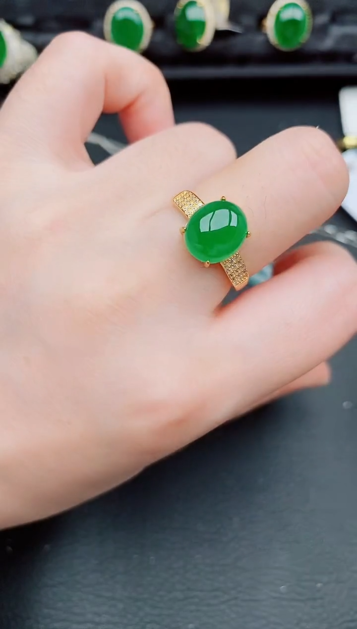 【闪购商品】翡翠戒指银S925镶嵌天然a货翡翠421