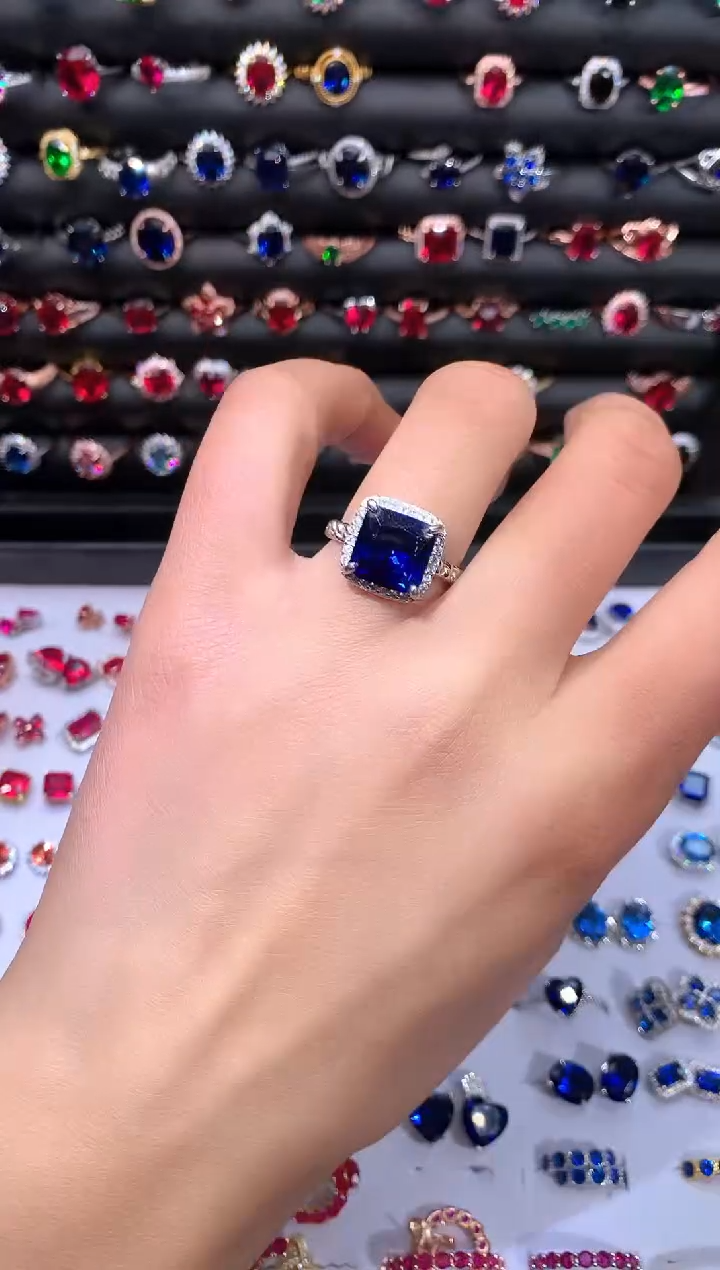 【闪购商品】蓝宝石戒指银S925镶嵌10