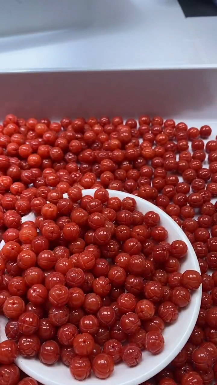 未镶嵌颈饰玛瑙/玉髓W1861-云南保山肉南红色莲花10mm*5颗